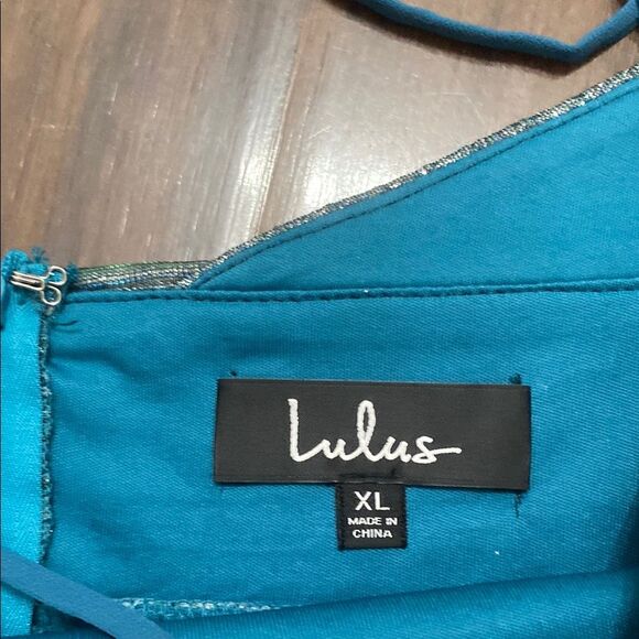 Lulu's Teal and Silver Mini Formal Cocktail Dress - Picture 2 of 8